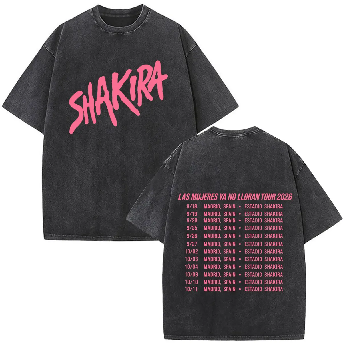 Shakira Las Mujeres Ya No Lloran 2026 Tour Print Vintage Washed Fan Geschenk T-Shirts Herren Damen Mode Locker Lässig Baumwoll-T-Shirt – Detail 5