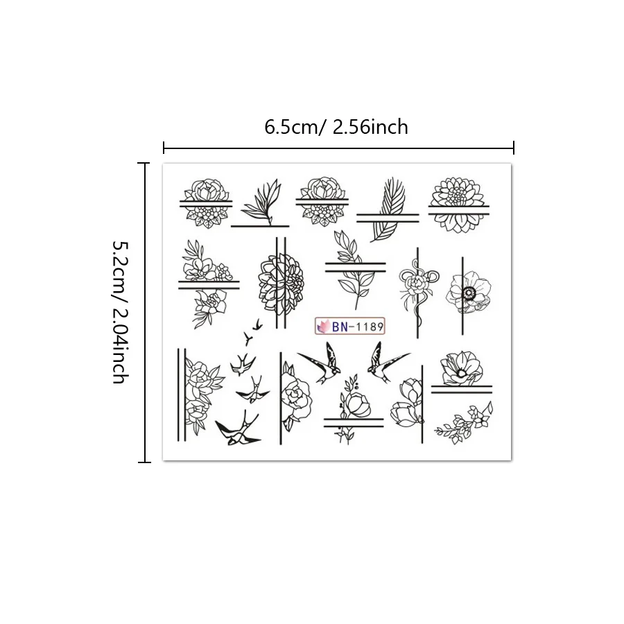 ชุดสติกเกอร์ติดเล็บลายเสือดาวดอกทานตะวัน48ชิ้นลายเล็บตกแต่งภาพสไลเดอร์น้ำ