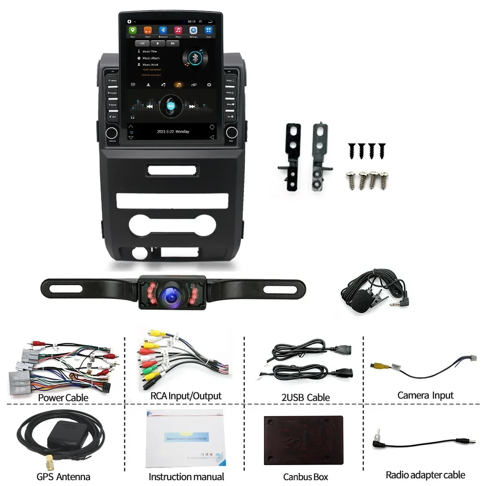 ملاحة سيارة Android 14 مقاس 9.7 بوصة (Little King Kong) مناسبة لـ CarPlay + Android Auto / 4 + 64G لـ 2009-2014 Ford F150
