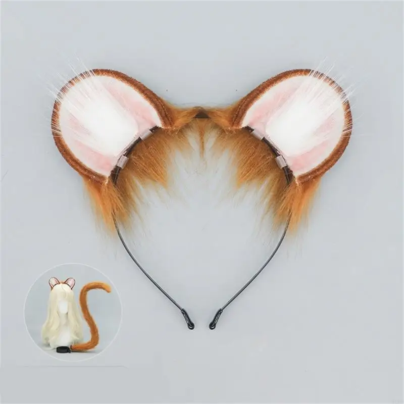 

2025 New Mouse Wolf Foxes хвоста ухо на головном повязке Хэллоуин Рождественский модный костюм вечеринка игрушка