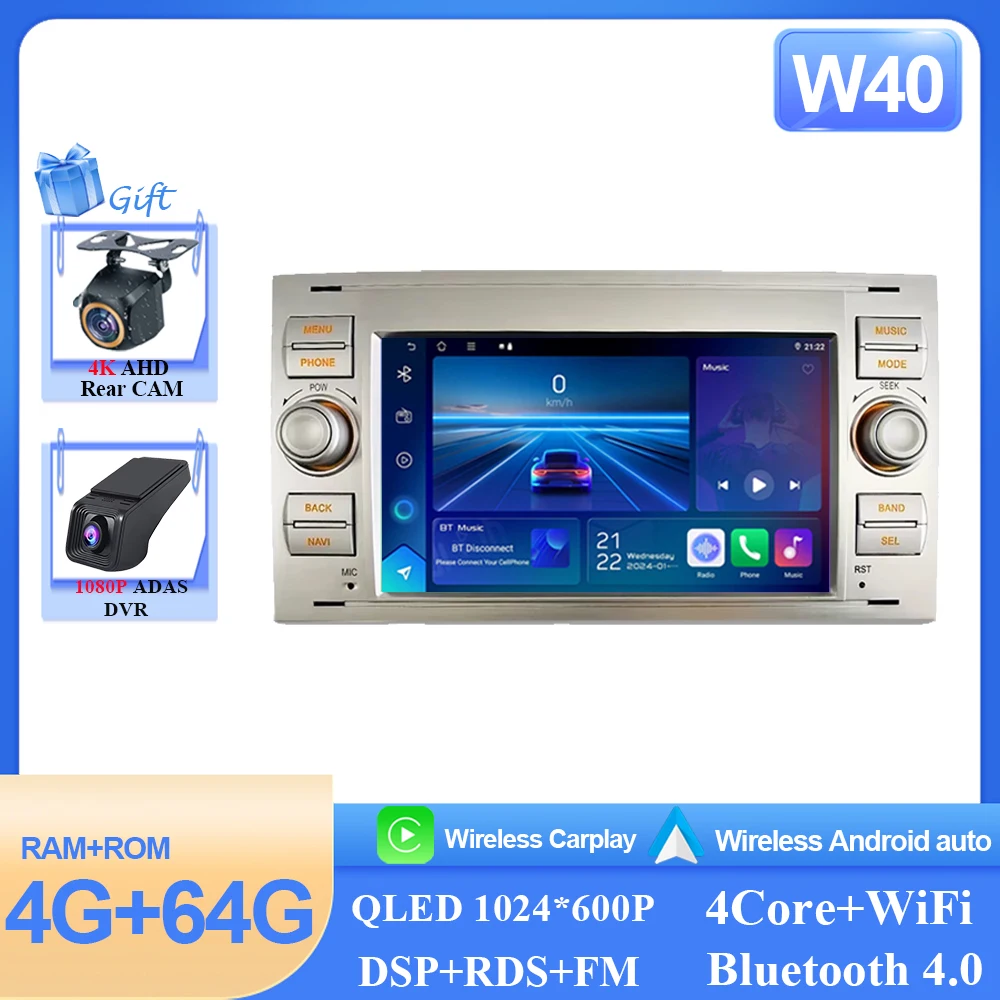 Android15 Autoradio Wifi Navi Voor Ford Mondeo S-max Focus C-MAX Galaxy Fiesta Transit Fusion Connect Kuga multimedia GPS BT WIFI