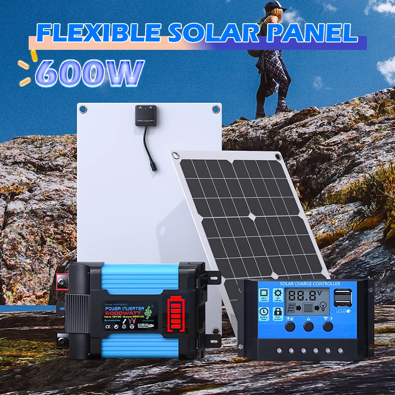 6000W 110V/220V 인버터 태양광 시스템 완전한 키트 USB가 포함된 100A 컨트롤러 에너지 시스템, 야외, 캠핑카에 적합합니다.