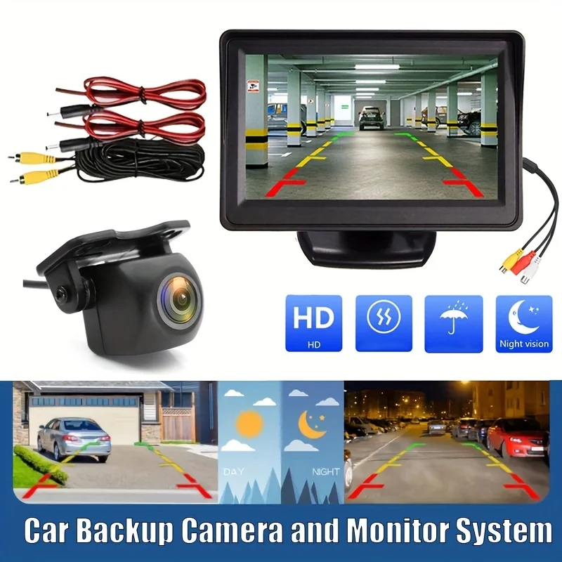 4.3-Inch Adjustable Rear View Camera for Cars with Monitor Complete Set for Vehicle Reversing,  And Backup Display Guidelines