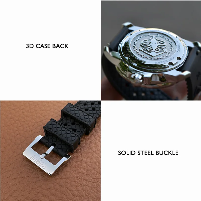 الأخطبوط الرجال غواص ساعة الطيار 40 مللي متر التلقائي الميكانيكية ساعة اليد غواص 300 متر مقاوم للماء مضيئة الياقوت الحافة الرياضة PT5000