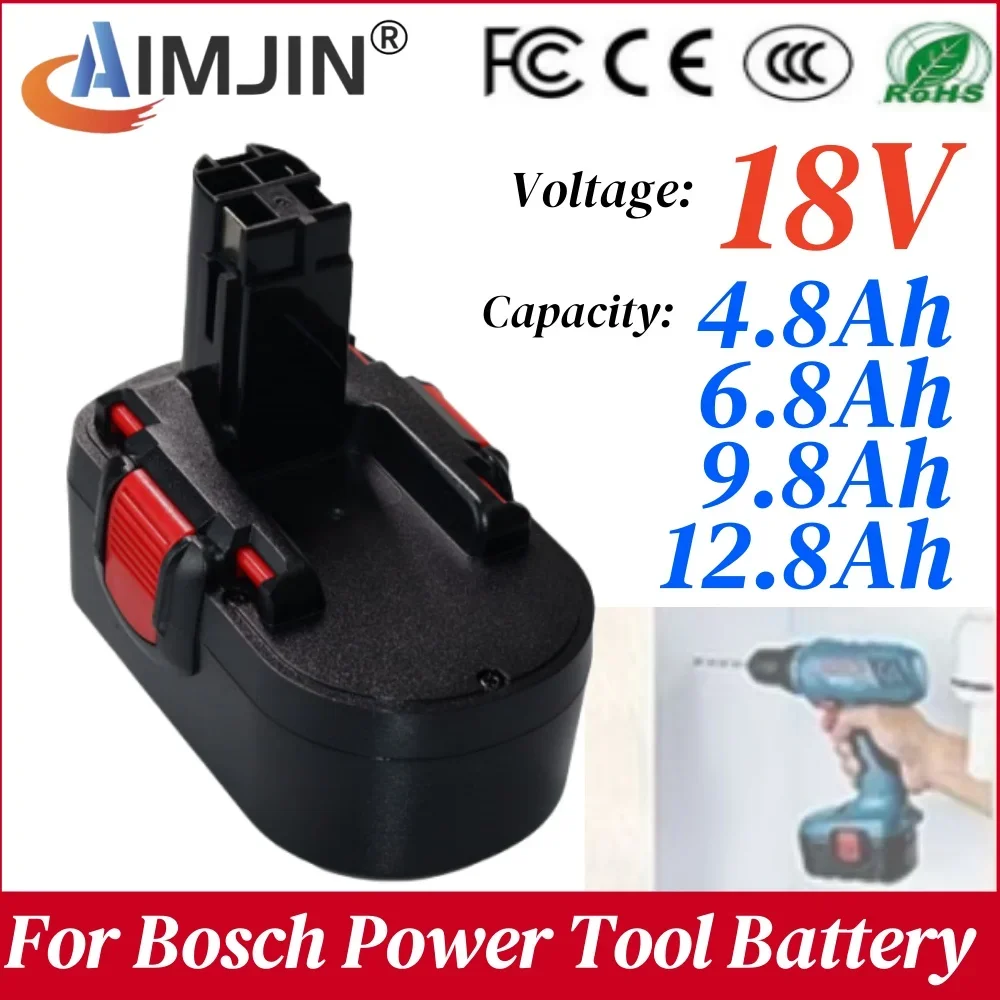 

New 18V 4.8/6.8/9.8/12.8Ah Ni-MH Power Tool Rechargeable Battery for Bosch 18V Battery BAT025 BAT026 BAT180 BAT181 BAT189 GSR 1