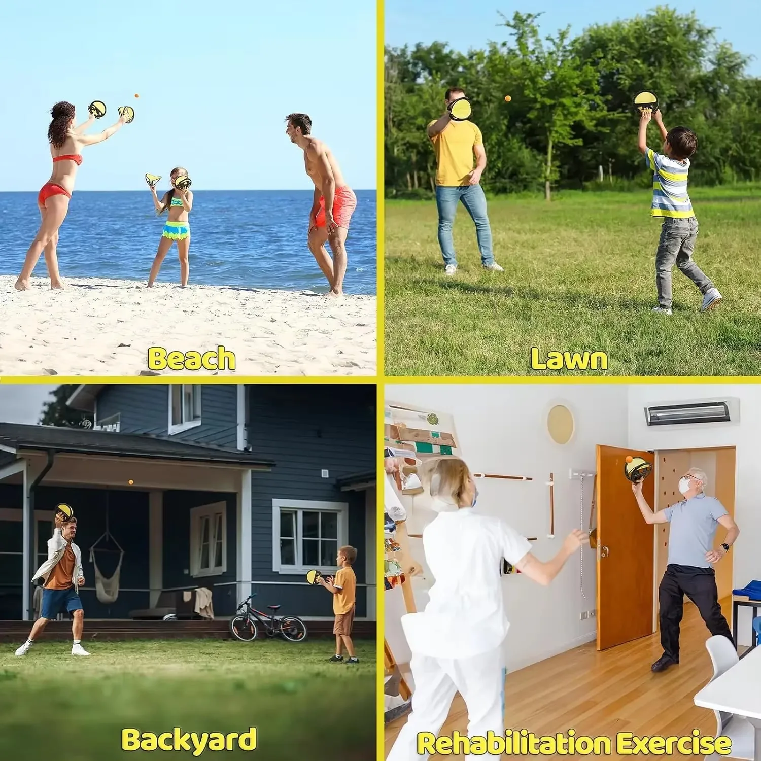 مجموعة ألعاب الكرة للرمي والطفل في الهواء الطلق - مضرب كرة بمقبض يدوي للياقة البدنية للبالغين والأطفال - هدية لعبة ممتعة f