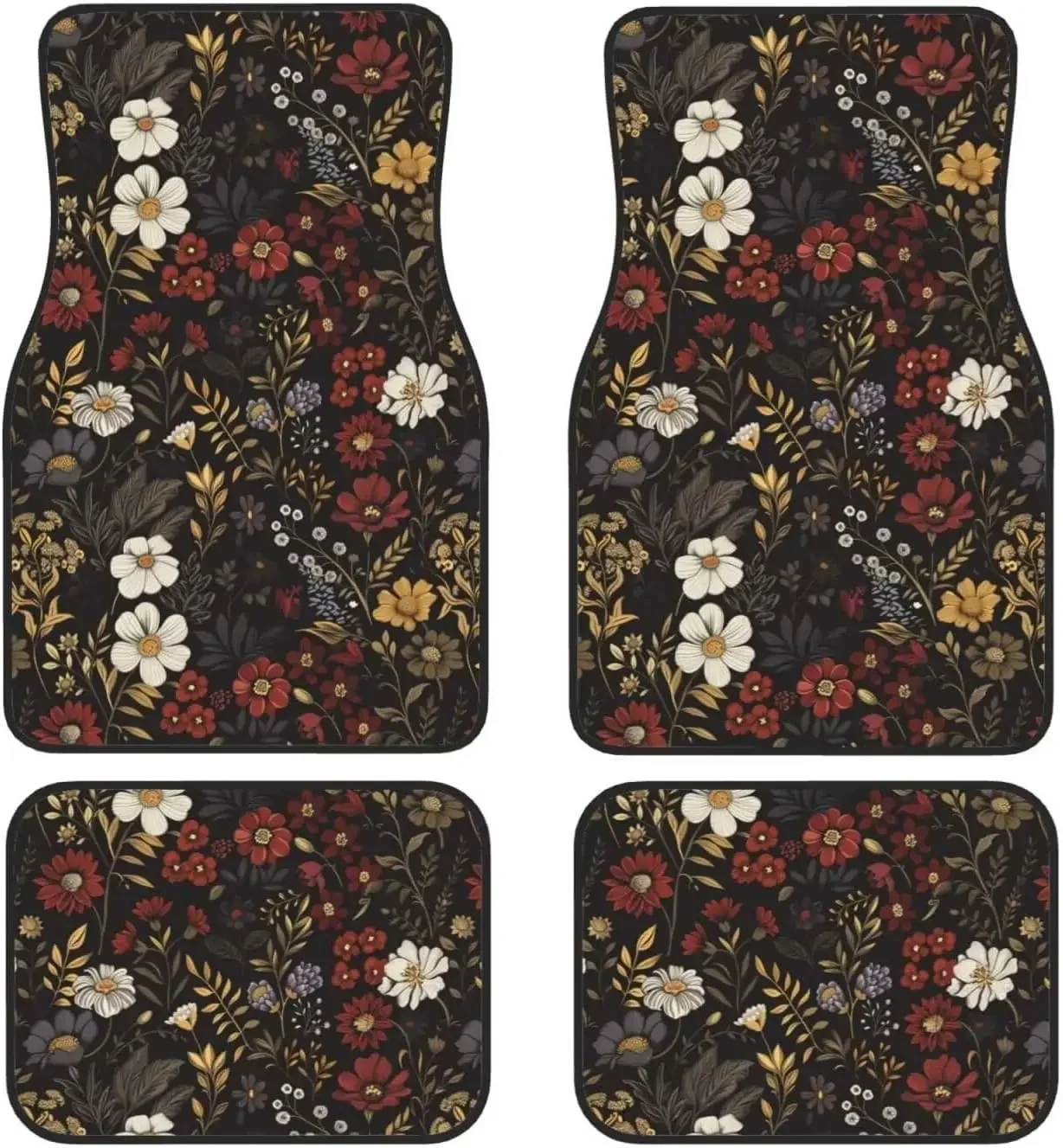 

Vintage Floral Car Floor Mats Flower Pattern Car Floor Mats Universal Fit SUVS,Sedan,Vans Daisy Leaf Herbs Car Carpets
