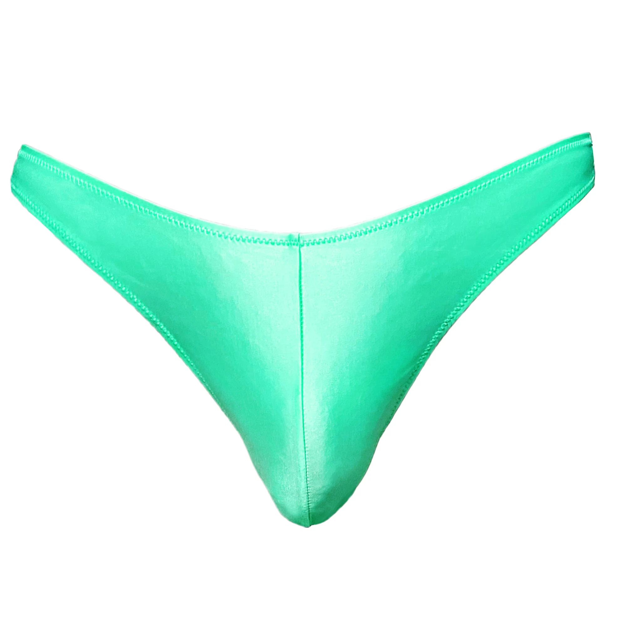 XClocKNYoung satin glossy men thongs Low rise larger waist glossy oversized underwear solid bikini high score bikini underwear image 4