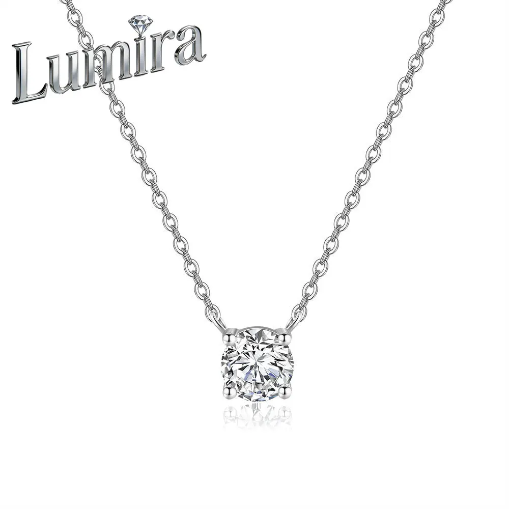 

Lumira Platinum PT950 Nose Booger Pendant Necklace 0.5/1/2 Carat Four-Prong Women's Moissanite Collarbone Chain