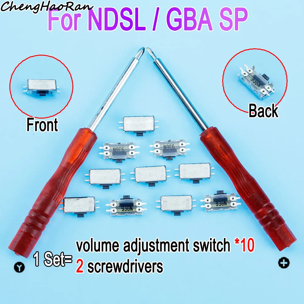 

10 pcs for GBA SP Slide Switch Volume Adjustment NDSL Controller Volume Switch NDS Lite Replacement Parts with 2 Screwdrivers