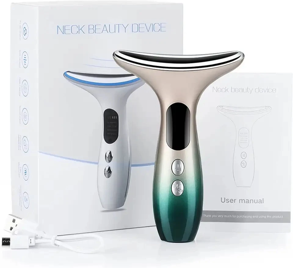 LED Lights Face Neck Beauty Device Vibration Massage Improve Neck Lines Home Use Face Lifting Machine 7 Modes 3 Levels