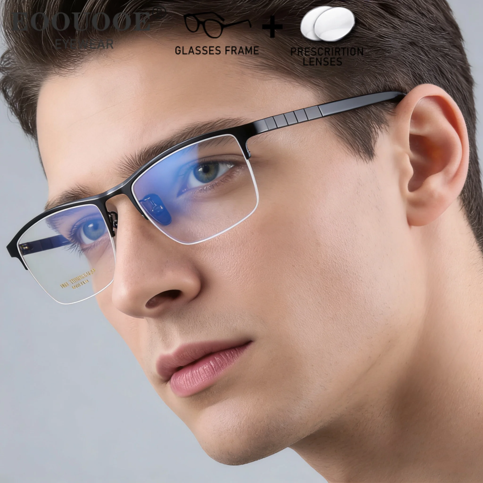 

Office Work Men's Prescription Glasses Myopia Hyperopia Lenses Customize Progressive Anti Blue Light Optical Eyewear Titanium