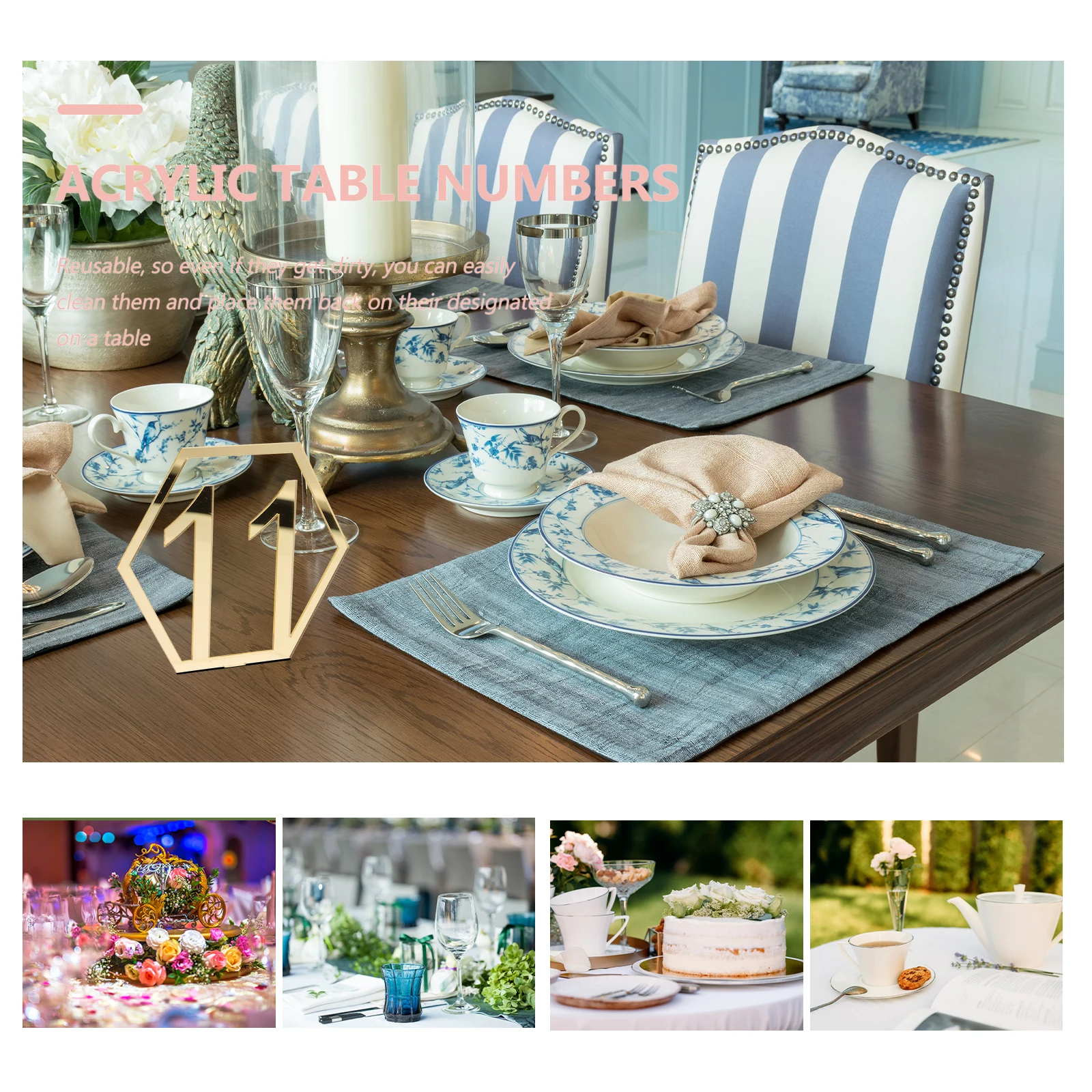 

20pcs Table Numbers Reusable Simple Wedding Party Decor Acrylic Table Numbers Banquet Cards Desk Number Marker