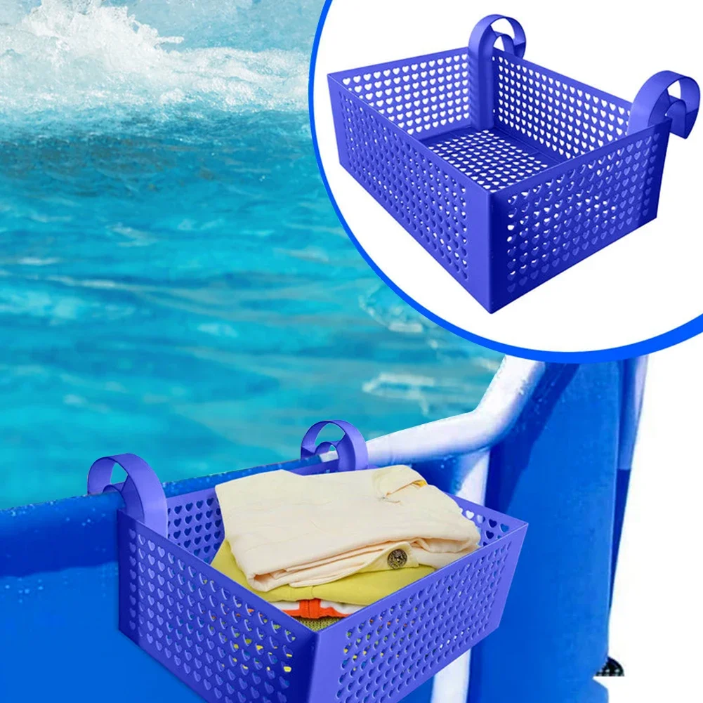 Pool Storage Basket Plastic Hanging Pool Mesh Organizer Hook Drinks Holder Portable Removable Frame Swim Pool Accessories 2024