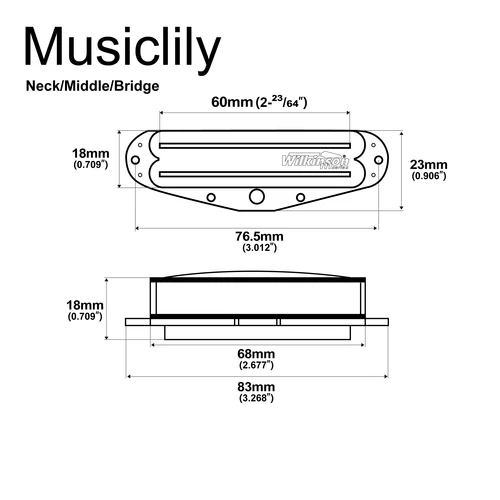 Imagen 2 del producto Wilkinson M Series Pastilla de puente medio con cuello Humbucker de tamaño de bobina única de cerámica de bajo Gauss para guitarra ST, riel negro