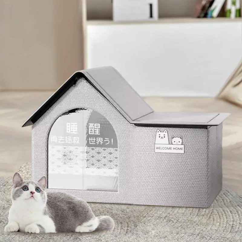 Pet Air Conditioner House Air-Conditioned Cage Cat Cooling Nest Dog Ice House Dog Four Season Home with 2 Absorbent Cotton Bags