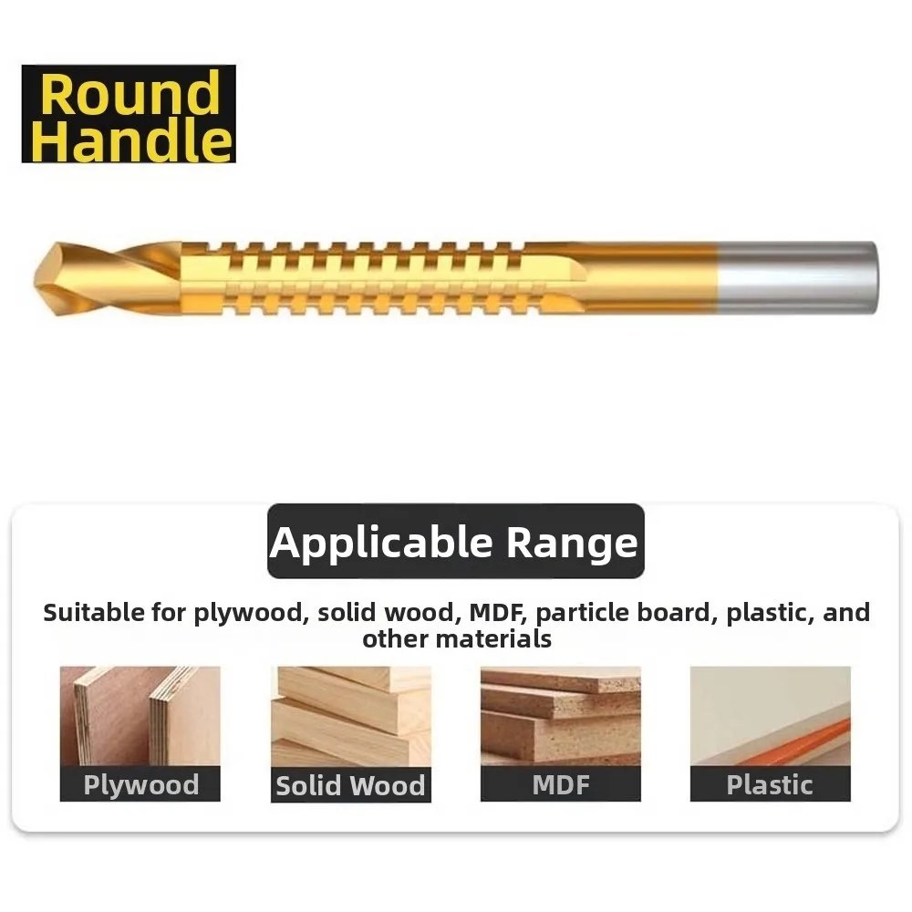 6pcs 3 in 1 Multi-functional Twist Bore Bits Hole Opening Straight Shank Grooving Drills Steel Coated HSS Drill Bits Carpenter