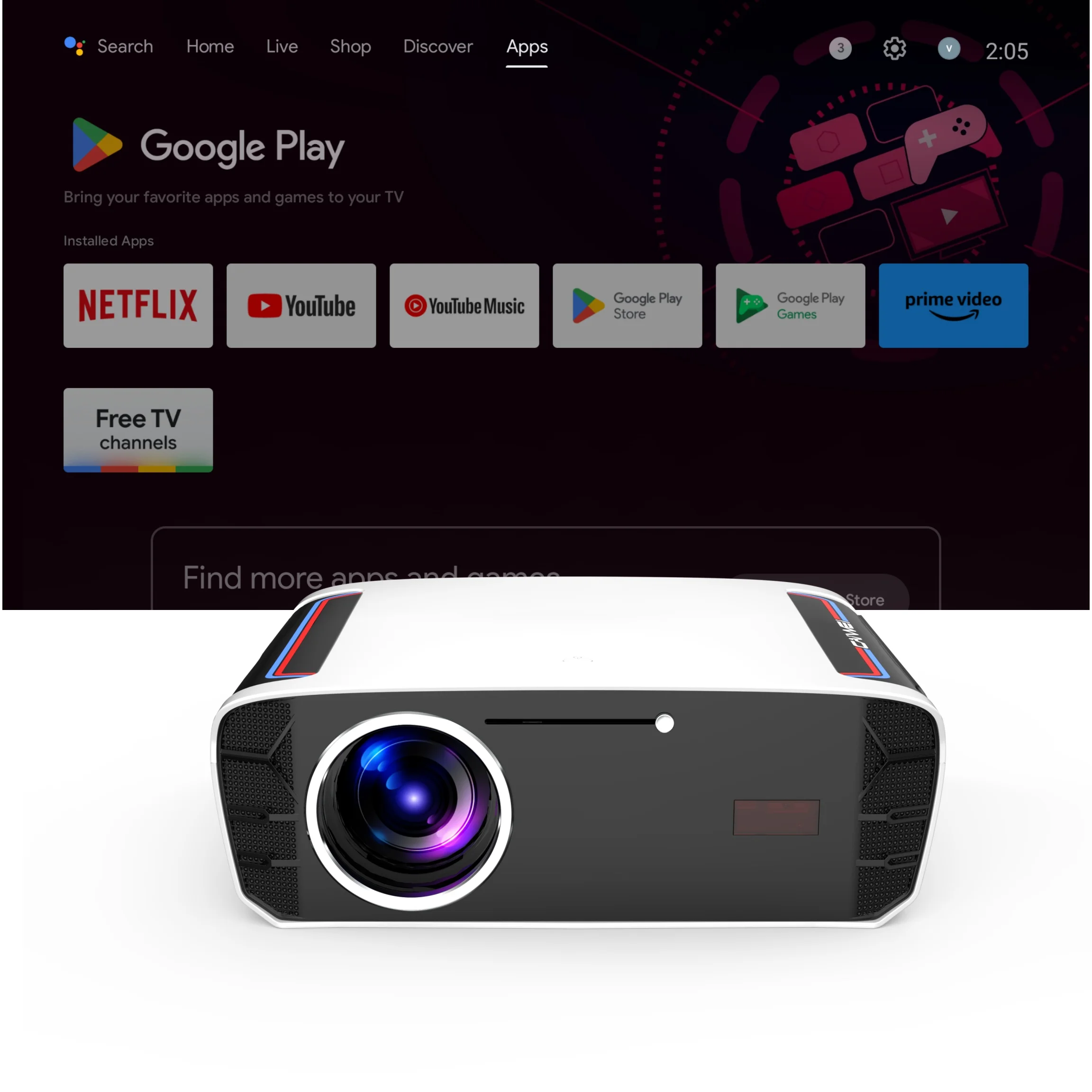 

Проектор OEM 1550ANSI A9G Pro Grade Google TV 4K Smart LED с операционной системой Android для образования, бизнеса и просмотра фильмов