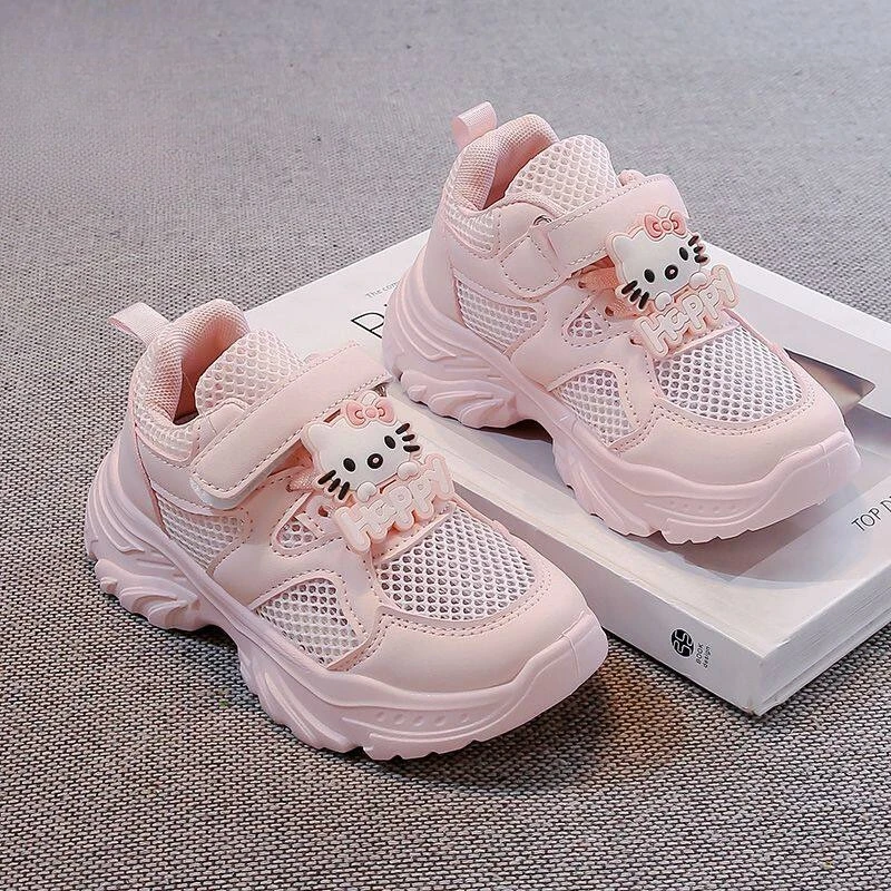 

2026 New Summer Girls Dad Shoes, Breathable Mesh Casual Sneakers Cartoon White Shoes for Kids Fashion Trendy Sports Shoes