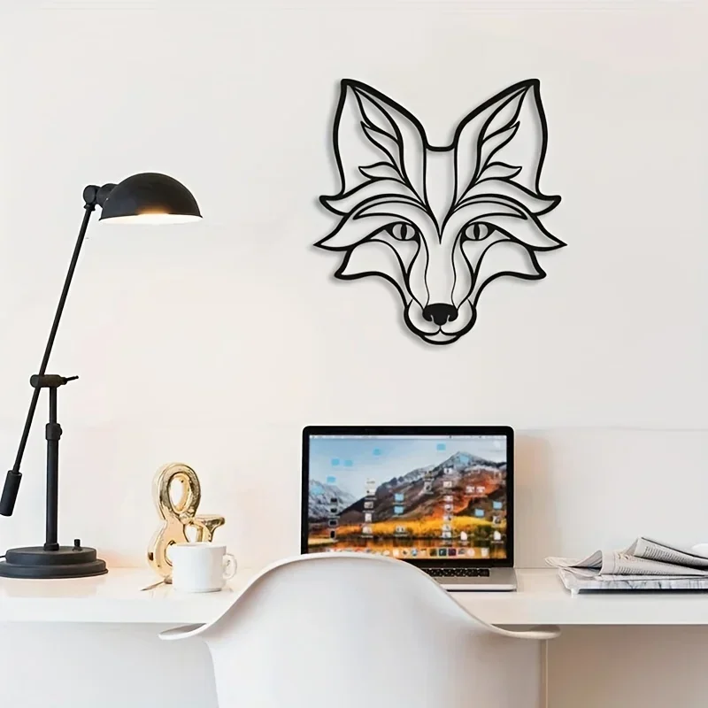 

Hello Young Black Metal Fox Wall Hanging Decoration Art Iron Home Decoration Wall Sticker Artwork Iron Art Silhouette Metal Back