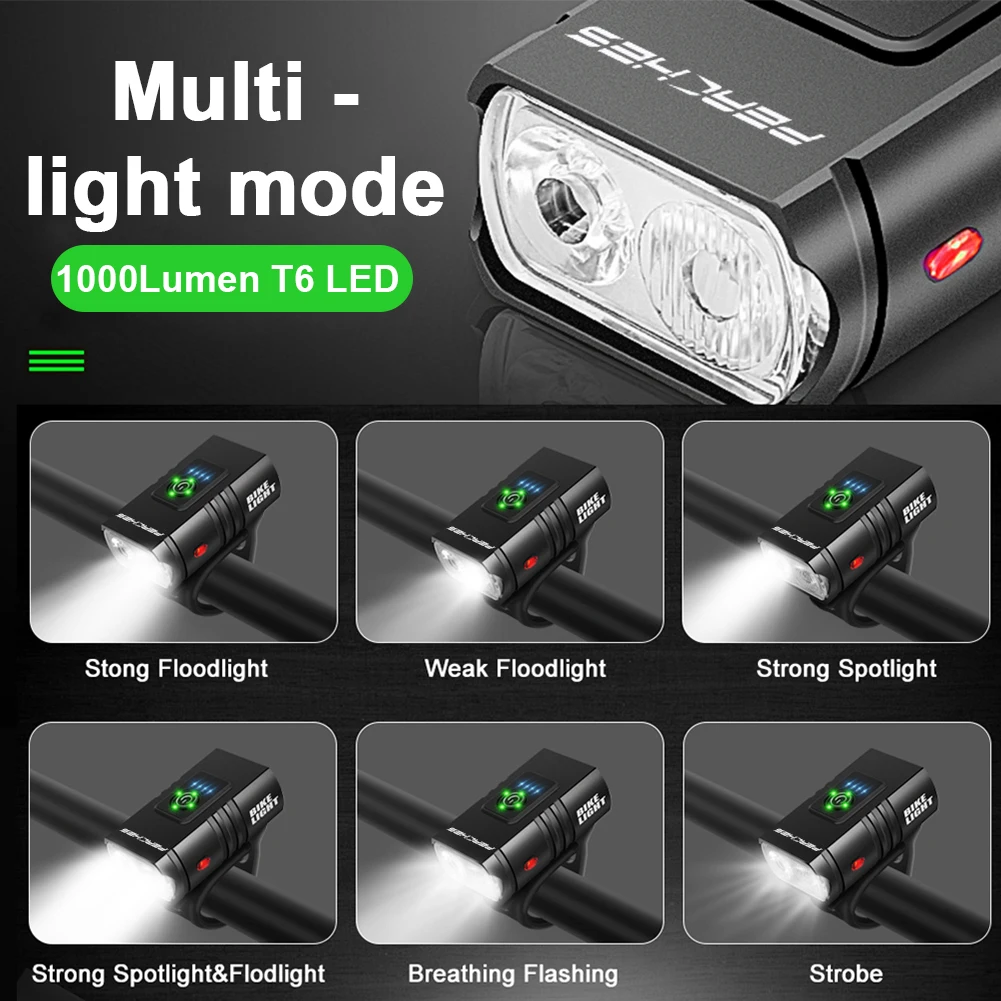 1000Lumen T6 LED Bicycle Light Rechargeable Front MTB Road Bike Headlight Bicycle Flashlight For Bicycle Bike Flashlight Mount