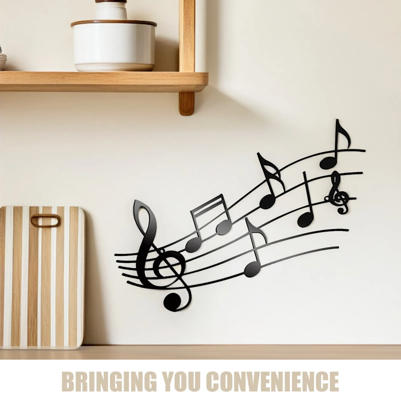 Large Music Note Wall Decor Metal Black Music Sign for Home Bar Party Living Room Bedroom Decoration
