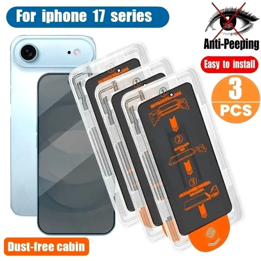 3 قطعة واقي شاشة مضاد للتجسس لهاتف آيفون 17 16 15 برو ماكس 14 13 12 برو 16 15 Plus 17 تركيب خالي من الغبار والزجاج المقسى #1