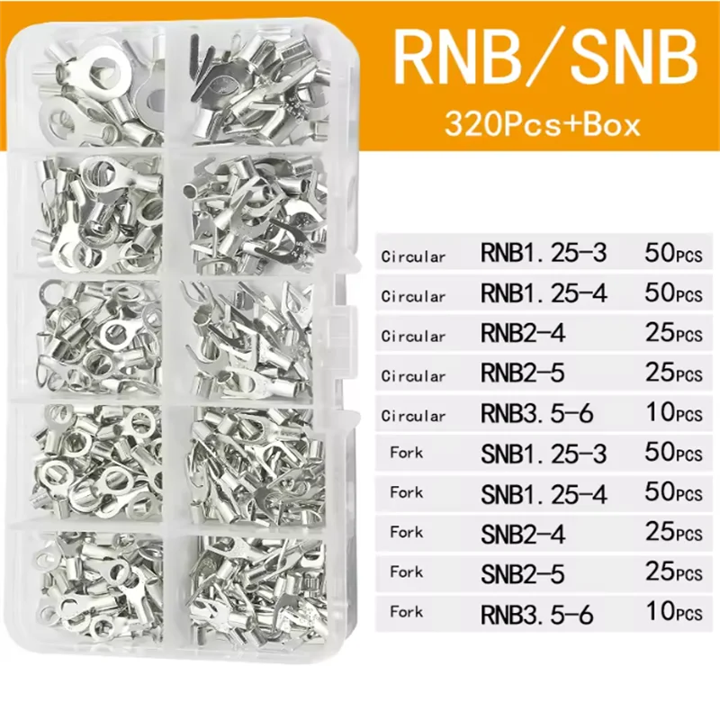 320pcs Crimp Terminal Kit with Electrical Connector U/O Splicing Termination RNB/SNB1.25-4 Wire Connector Cable Termination Plie