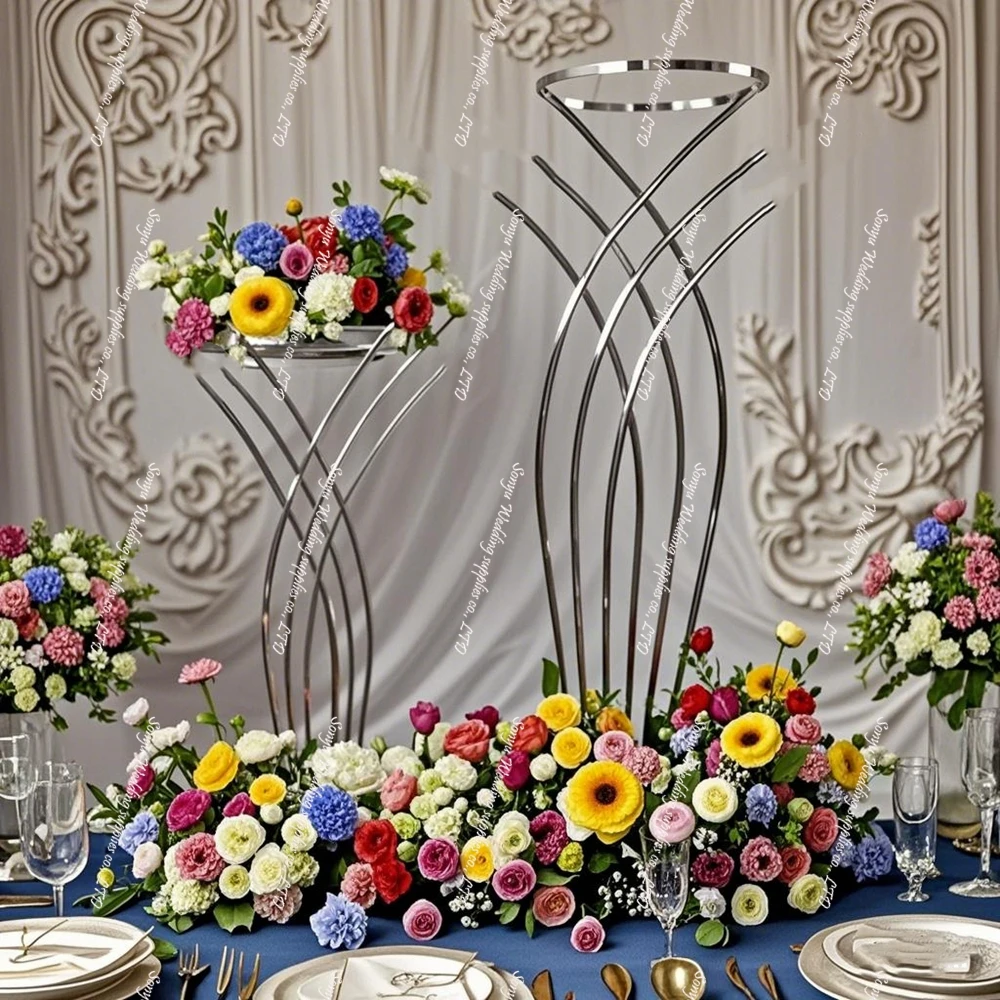 

10pcs)Silver Black Metal Flower Stand Wedding Decoration Rectangle Gold Wedding Centerpiece Stand Flower Display Racks