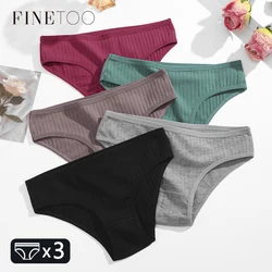 3Pcs/SET Cotton Plus Size Underwear for Women Sexy Striped Solid Panties Female Breathable Briefs Low-Waist Soft Lingerie M-3XL