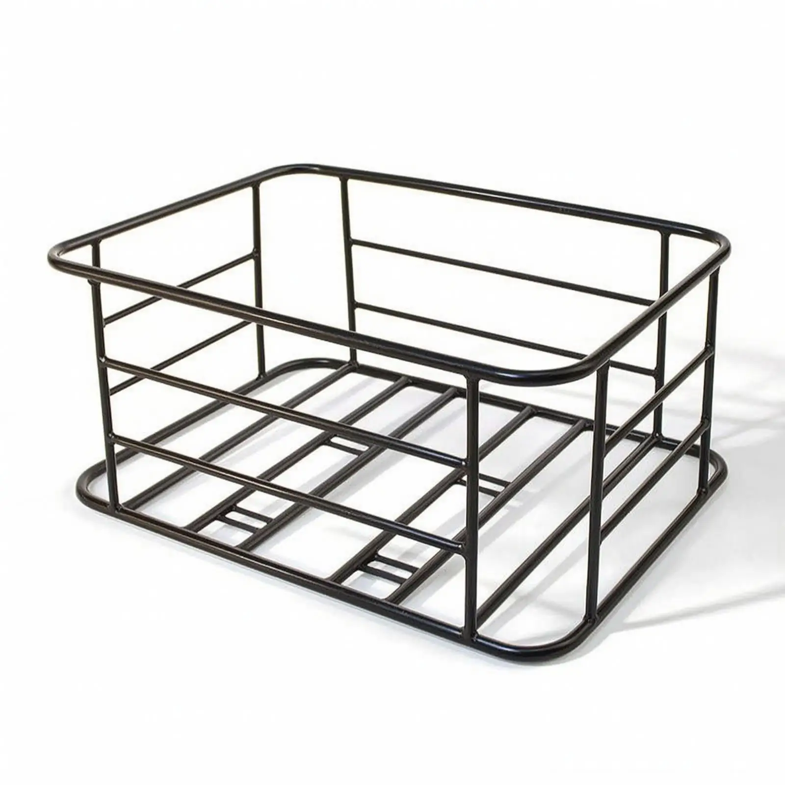 Heavy Duty Iron Steel Motorcycle Carrier Rear Rack Black Cargo Basket Vertical Side Rails Slatted Base for Delivery Box Support