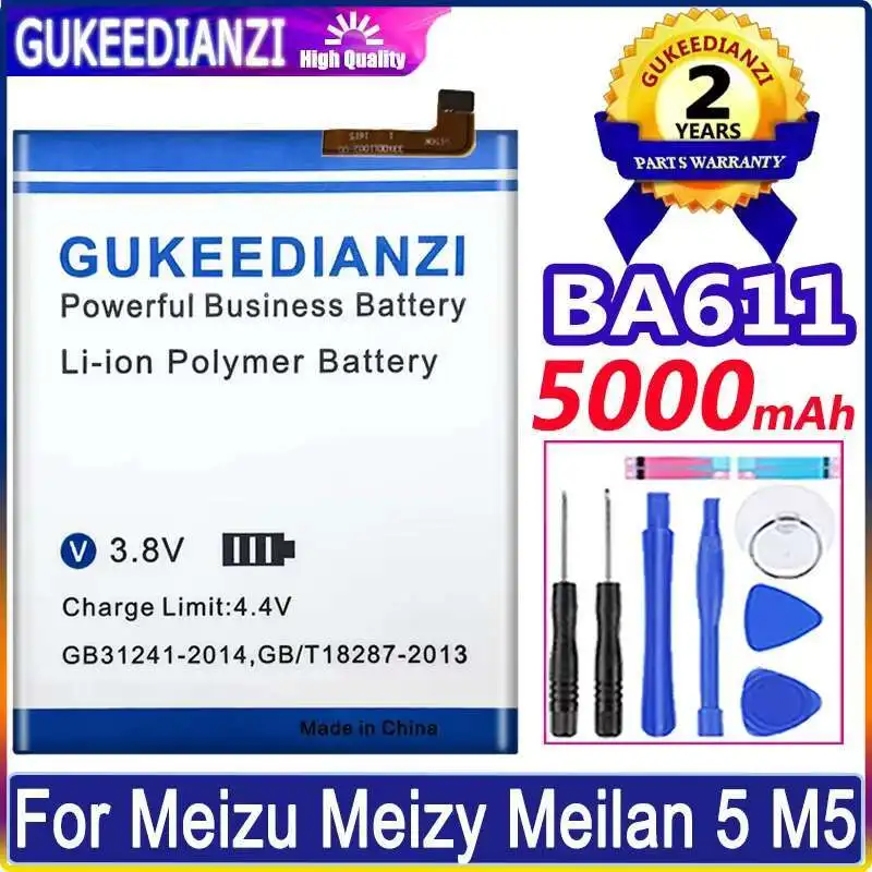 

For Meizu M5 M611H M611Q M611M High Capacity 5000Mah BA611 Mobile Phone Battery