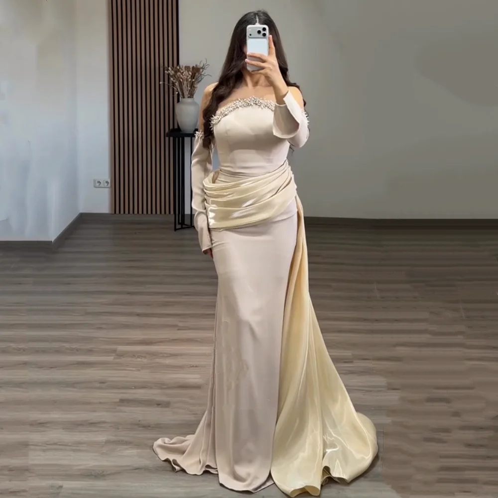 Customized High Quality Glitter Formal Evening Gowns for Banquet Beaded Elegant Party Wedding Trumpet Long Dresses