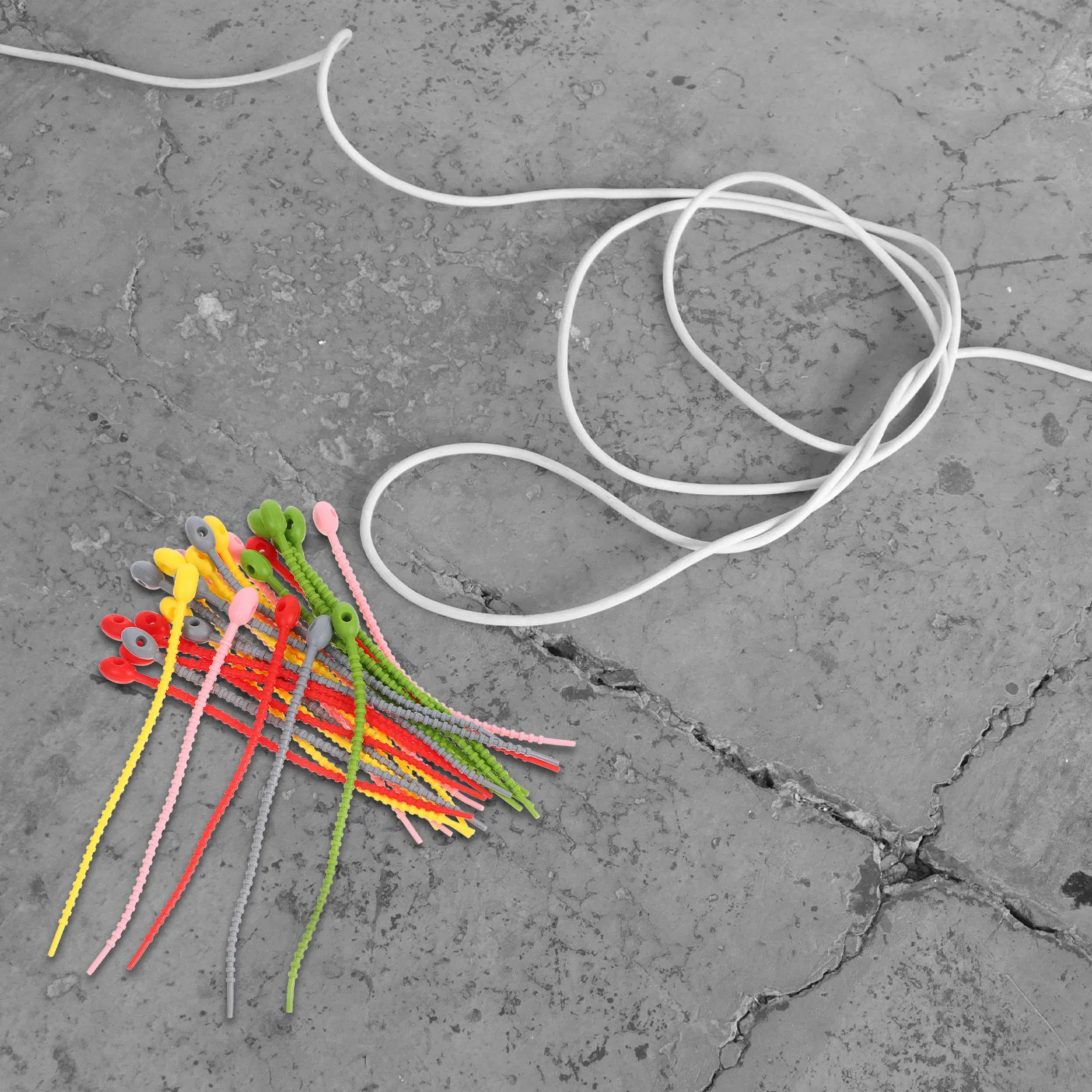 30Pcs Silicone Zip Ties Eco-Friendly Reusable Food Bag Ties Self-Locking Wraps for Cables Earphones Drawers Desks