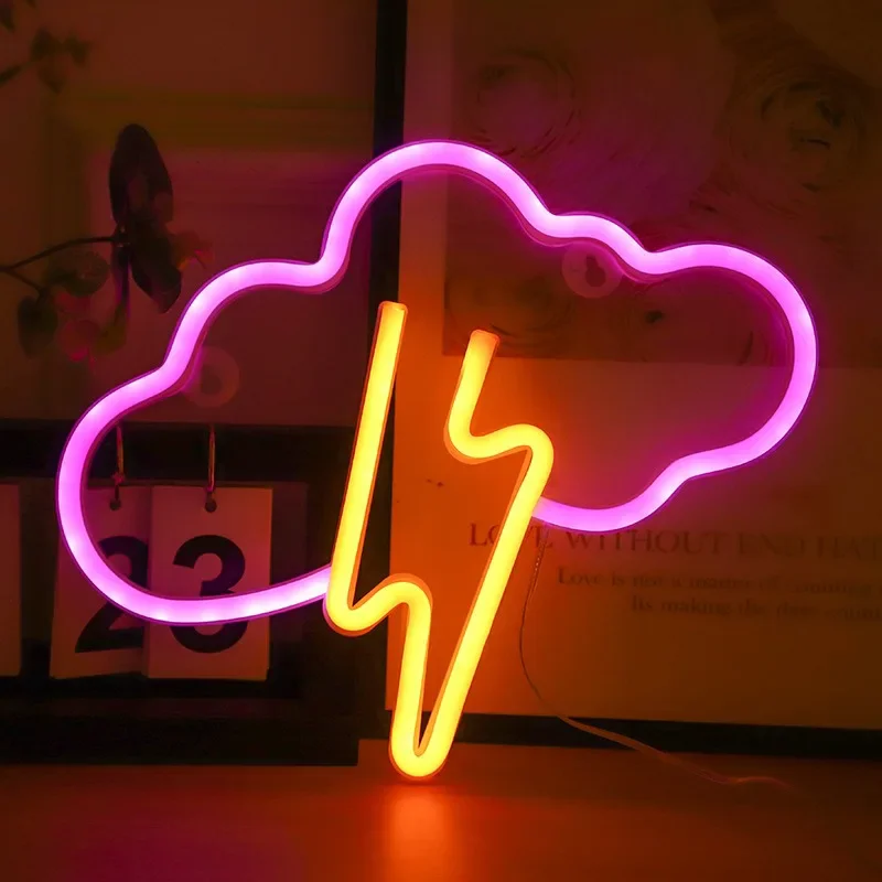 Lightning LED Neon Sign Clouds Night Light Battery/USB Operated for Children's Room Party Birthday Home Bar Gift Decoration