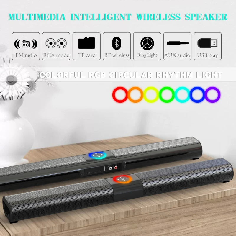 

BS-20 New Arrival Portable Wireless Bluetooth Soundbar Speakers Echo Wall TV Home Theater with FM Radio/AUX/bluetooth Play Mode