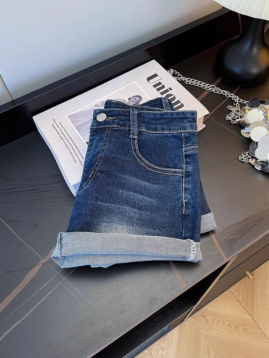 

Retro Waed Distred High Waist Denim orts Women Summer Casual Zipper Sle Skin Friendly Breathable Slim Fit Jeans