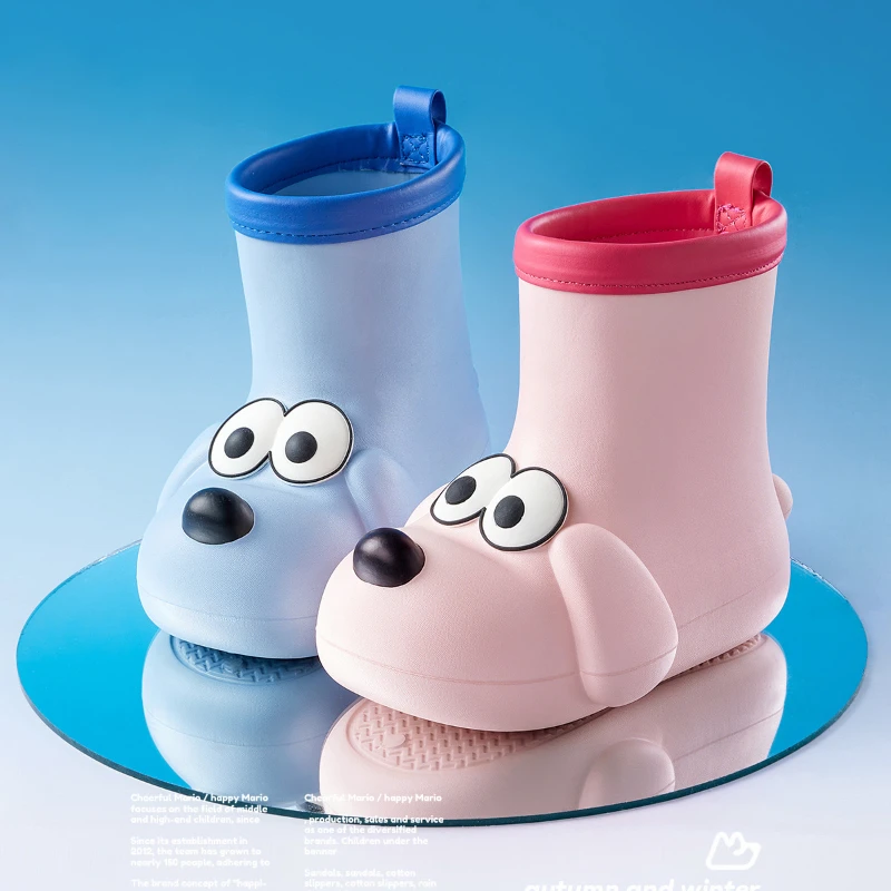 Children Rain Boots 2024 Four Season Cute Cartoon Dog Rain Shoes Waterproof Boys Girls Non-Slip EVA Shoes Baby Boots