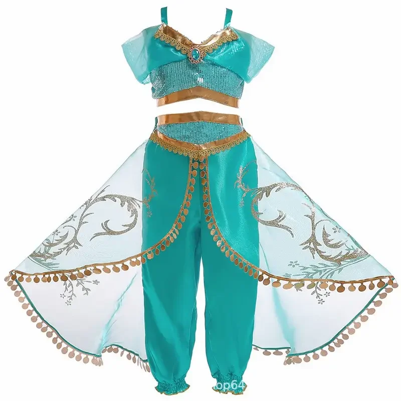 

Children Cosplay Jasmine Princess Costume Girls Arabian Sequins Princess Dress Up