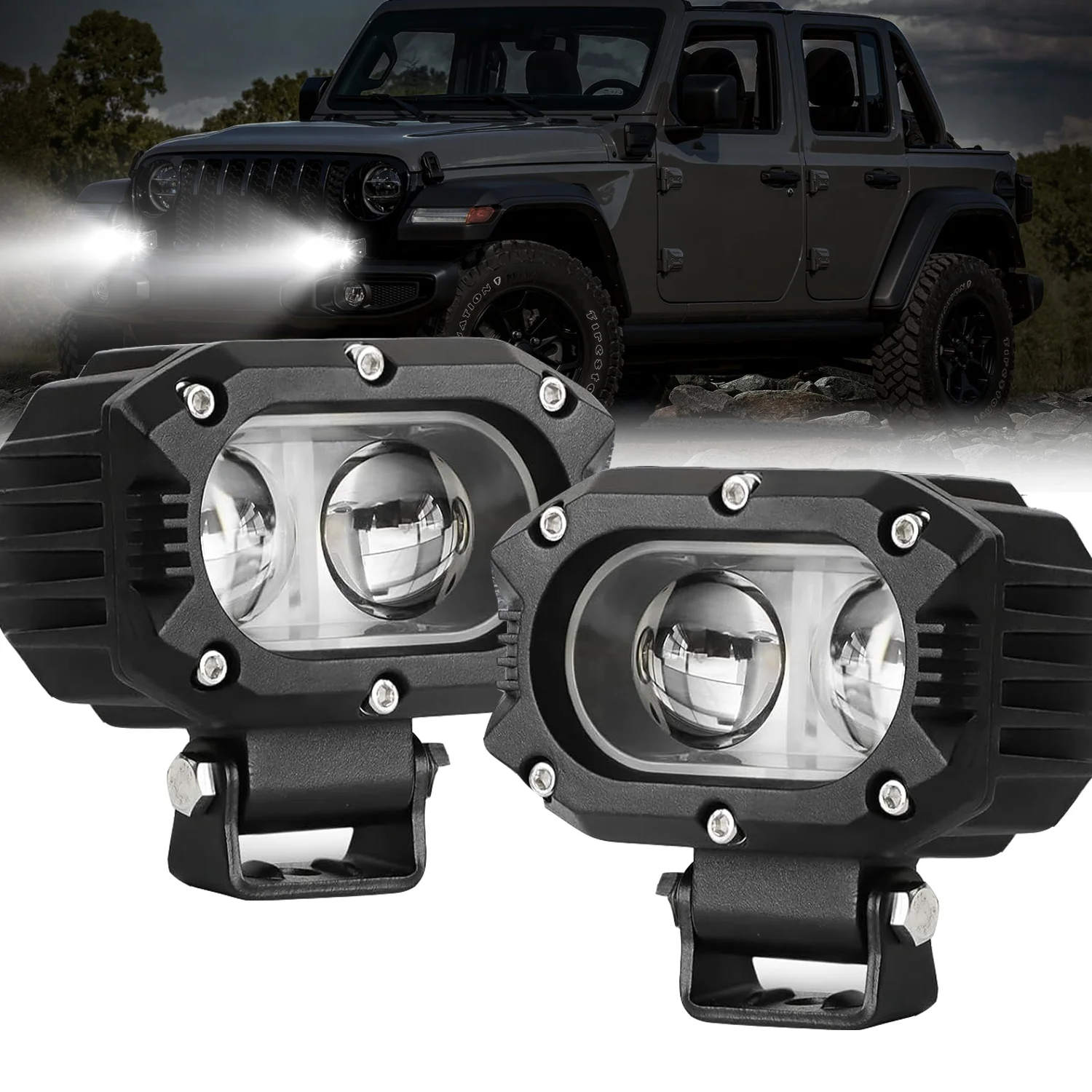 

Motorcycle LED Spotlights Mile Led Work Light Bar Driving Lamp Headlights Long -range 12V 24V Electric 4x4 Accessories Off Road