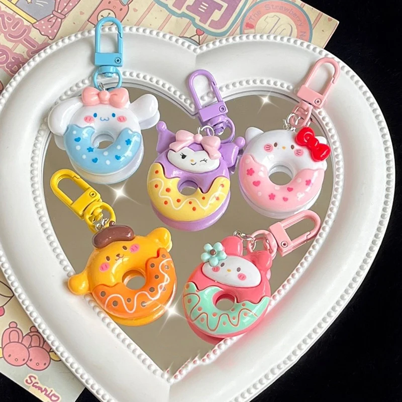 Cartoon Donut Sanrio Keychain Bag Accessories For Women Girls Kids Toy Cute PVC Pink Blue Yellow Purple Pendant Key Chain