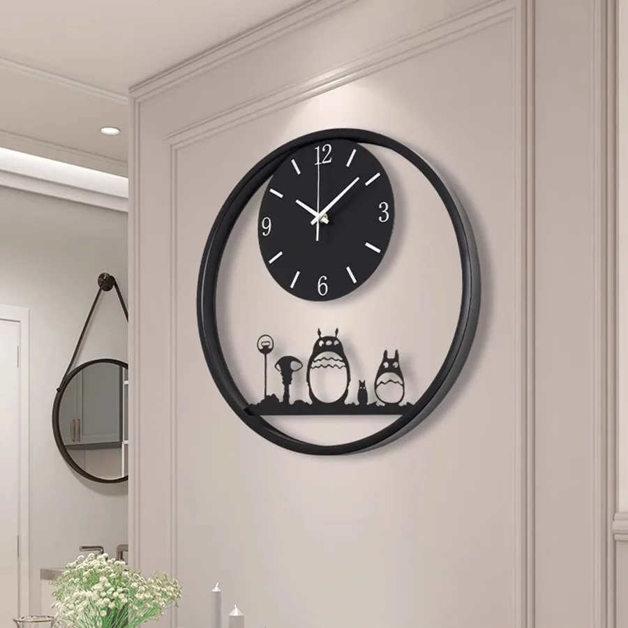 Home Wall Clock Pieces Quartz Gift Hands Art Unique Living Room Wall Clock Decoration Number Round Black Bedroom Saat Wall Decor