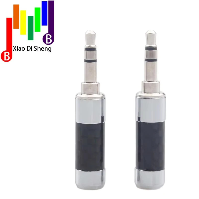 Hi-Fi родиевое покрытие 3,5 мм 3-полюсный стерео штекер 3,5 корпус из углеродного волокна прямой припой аудиоразъем для кабеля 6 мм