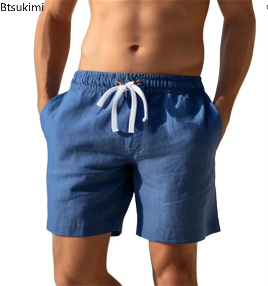 2025 New Summer Cotton Casual Shorts Men High Quality Fashion Solid Loose Short Pant Men Side Pockets Outdoor Running Shorts Men