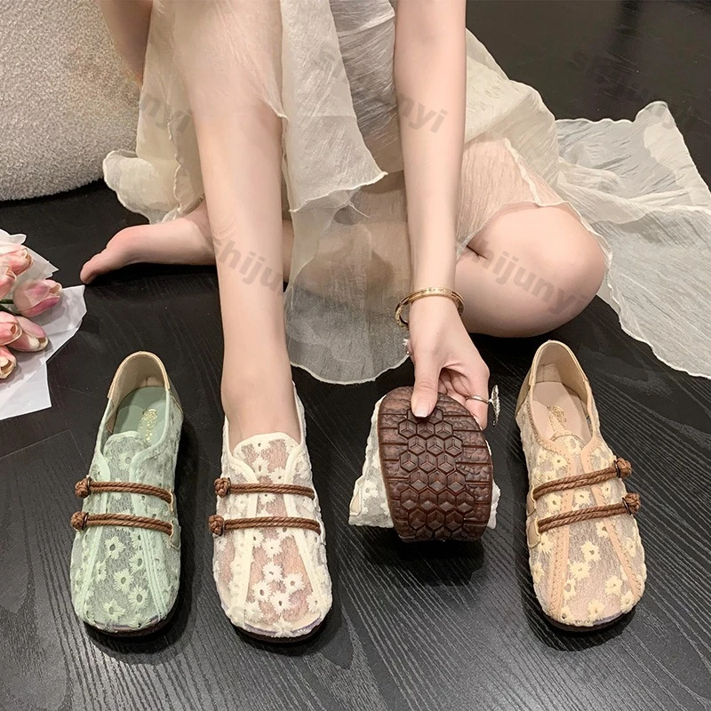 

Trendy Summer Concise Breathable Cut Outs Flats Vintage Soft Sole Comfortable Casual Shoes Lightweight Slip on Women Loafers