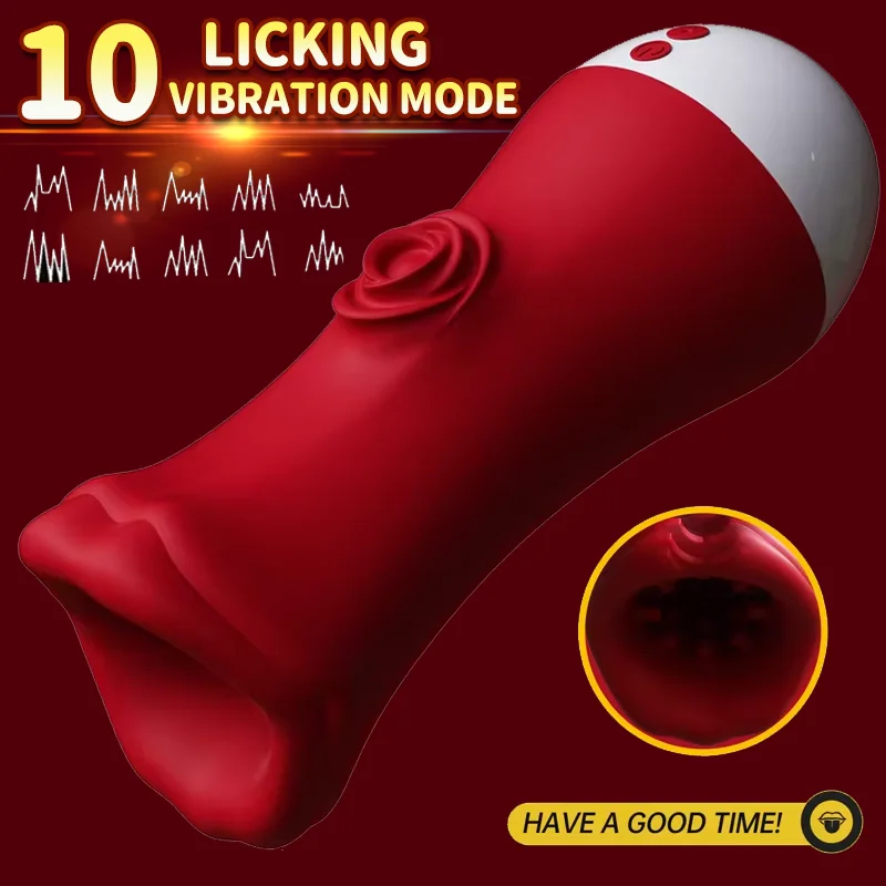 2 in 1 Male Tongue Licking Vibrator Deep Throat Male Glans Penis Training Cup Glans Stimulation Exercise Masturbators for Men