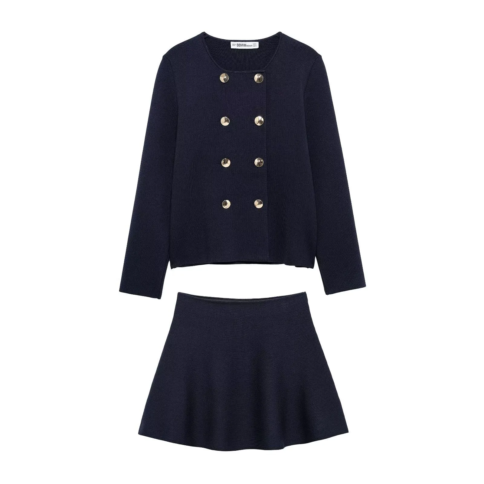 

European And American Style Foreign Trade Women's Clothing New 2025 Fashion Short Skirt Style Hem Flat Needle Jacket Skirt Suit