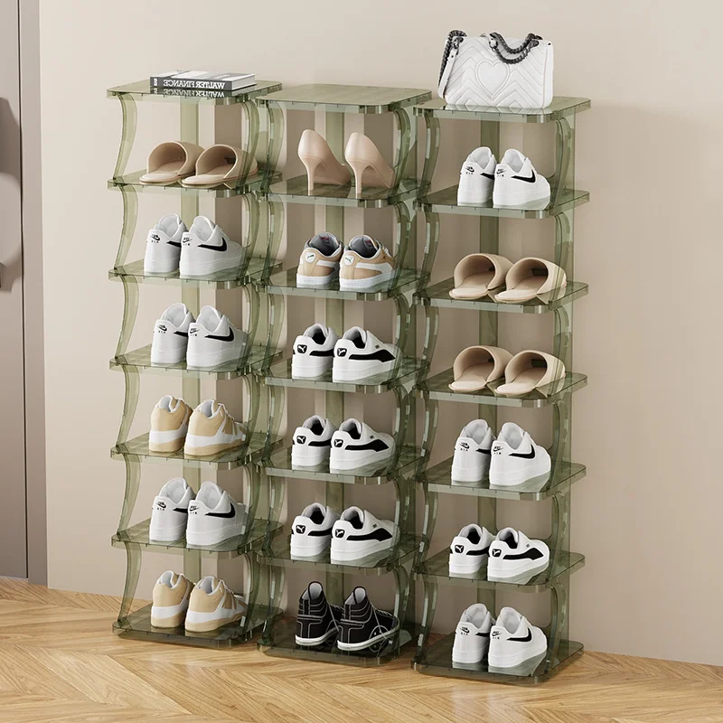 Transparent Multi-layer Household Simple Shoe Frame Plastic Dust Proof Save Space Easy-assembled Plastic Shoe Rack Storage Box