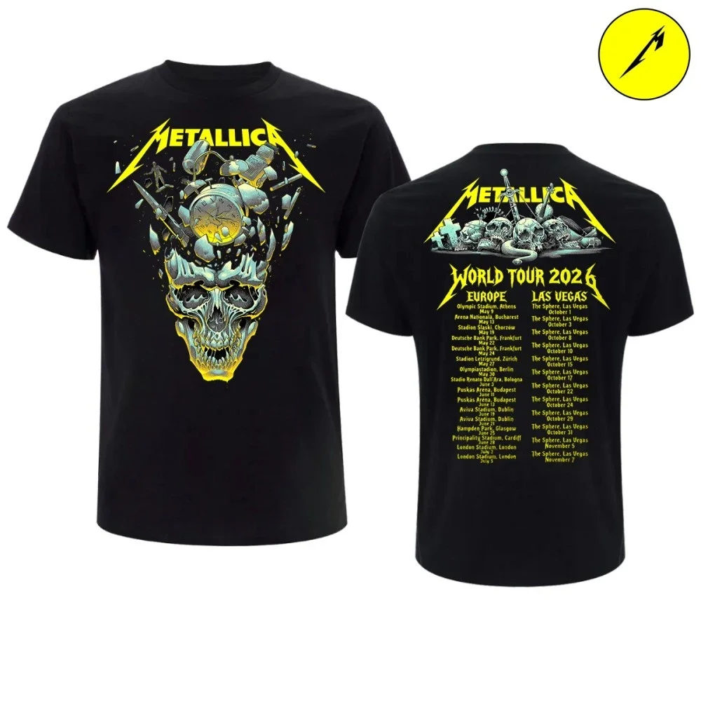 2026 Metal Band World Tour Las Vegas Sphere Summer Men's and Women's Pure Cotton T-shirts Comfortable and Breathable Ins Y2k