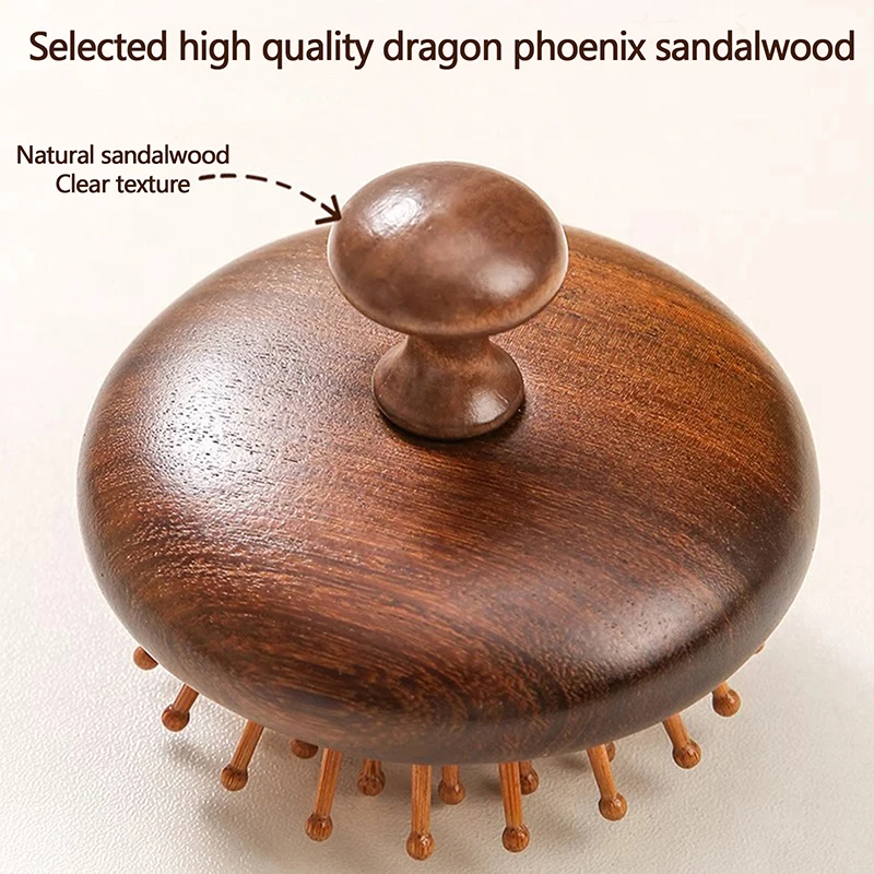 Sandalwood Meridian Hair Airbag Comb Round Scalp Relax Point Acupuncture Massager Anti-static Styling Tools